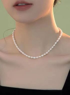 带吊坠米粒珍珠项链新款小众