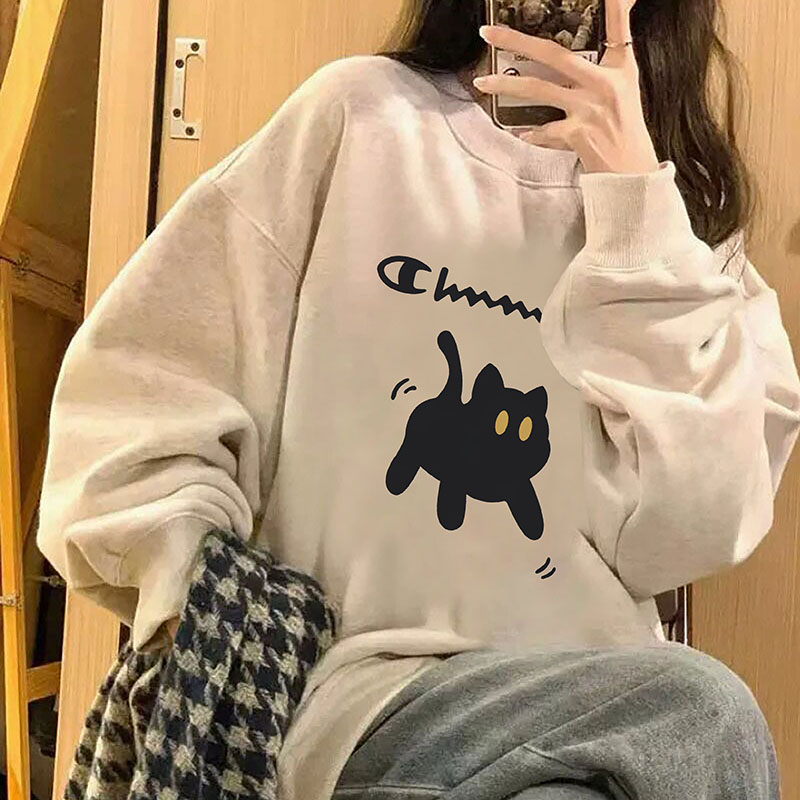 【尺码可任选】chic超好看卡通猫咪卫衣女