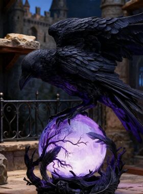 跨境新品现货GothicLEDlampMoonlightoftheCrow黑乌鸦夜灯装饰品