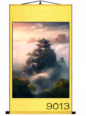东北新款堂屋供奉挂画仙家堂口画堂单暗堂口风景画风水画仙堂背景