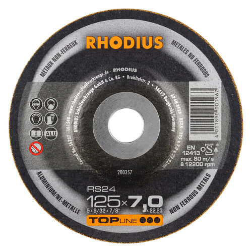 进口德国RHODIUS罗迪斯打磨片125*7*22 铝合金专用切割片125*1.0 - 图0