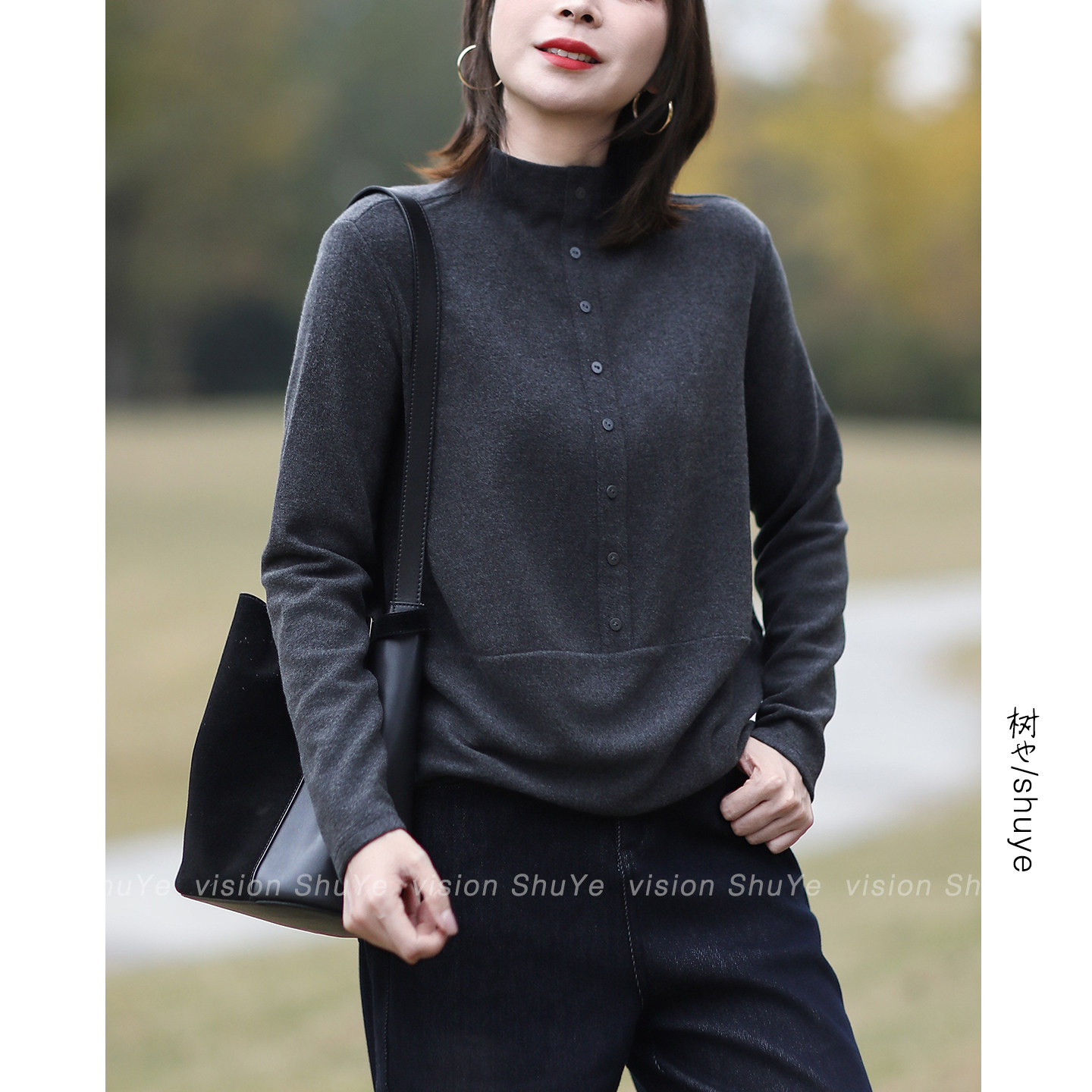 SHUYE松驰有型 加厚德绒半高领打底衫女长袖T恤内搭上衣2025冬季,淘宝优惠券,粉丝福利购,淘宝优惠卷