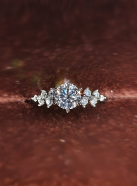 培育钻石戒指银镀白金