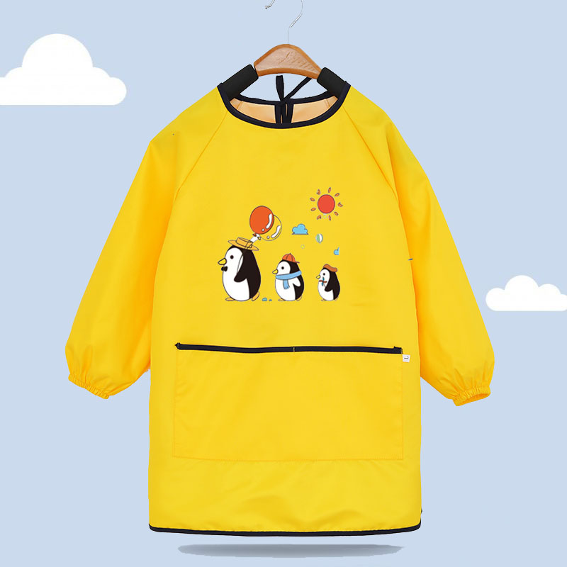 Cute children's long-sleeved baby eating bib art