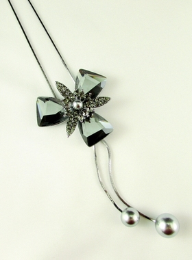 水钻水晶锆石长款女士项链毛衣链