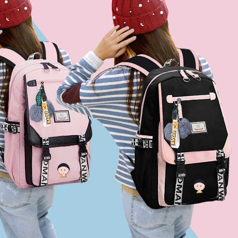 新款女韩版高中小学生旅行潮双肩包 偶爱双肩背包