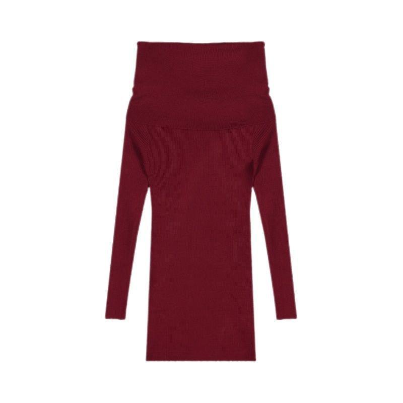 一字领露肩纯欲辣妹长袖连衣裙女春季新款修身显瘦内搭包臀短裙子,淘宝优惠券,粉丝福利购,淘宝优惠卷