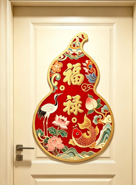 福禄双全葫芦墙贴自粘贴画乔迁客厅卧室房间门窗厨房贴纸防水装饰
