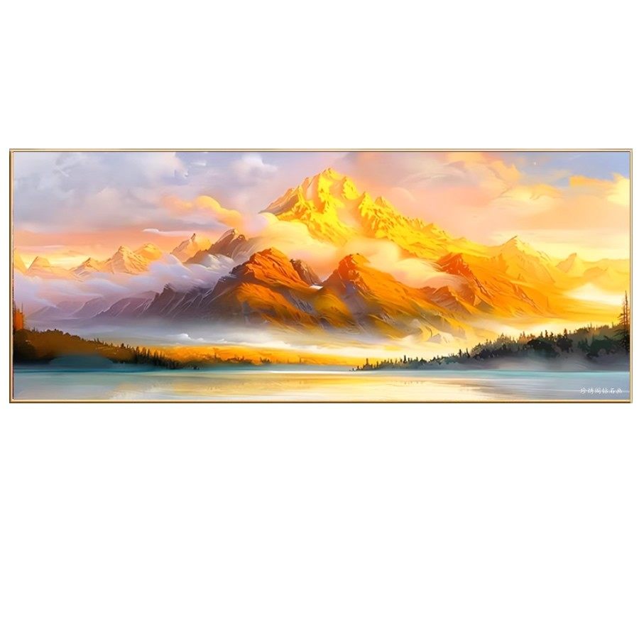 5d客厅2026年新款钻石画方钻满钻日照金山玄关粘贴钻十字绣砖石秀,淘宝优惠券,粉丝福利购,淘宝优惠卷