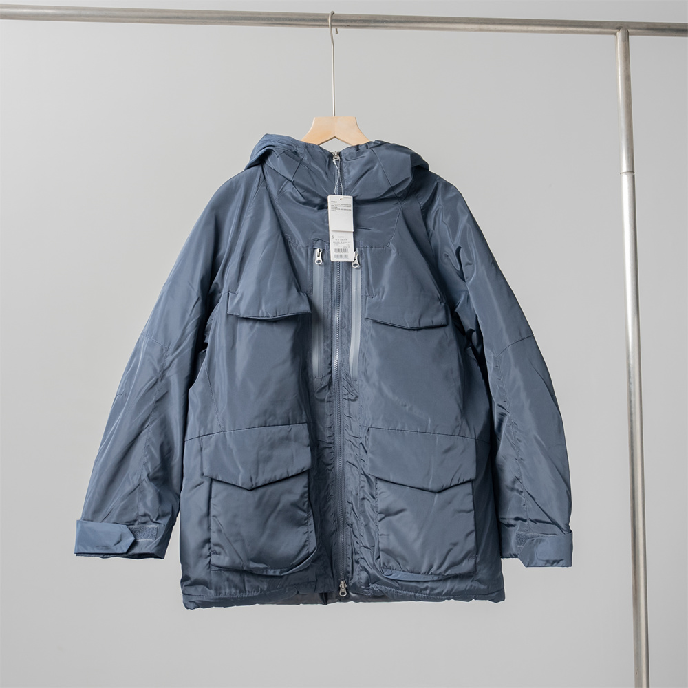 男女冬季高性能复合宽松连帽外套白山机能多口袋工装羽绒服442563 - 图0