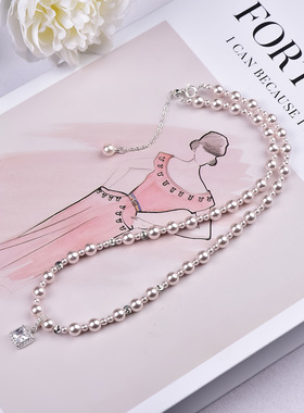 花千树珠宝 气泡方糖项链女款锁骨链轻奢小众设计感高级气质颈链