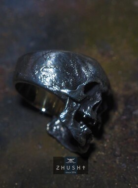 主师2026原创设计手工精修手雕款纯银s925复古三骷髅面孔订做戒指