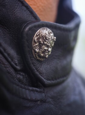 主师2022大黑天银饰布扣密宗皮具