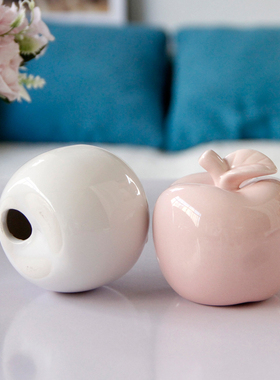 白色粉色苹果陶瓷摆件现代简约欧式北欧风家居饰品创意圣诞节礼物