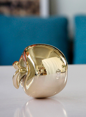 现代简约欧式北欧风家居饰品创意圣诞节礼物金色银色苹果陶瓷摆件