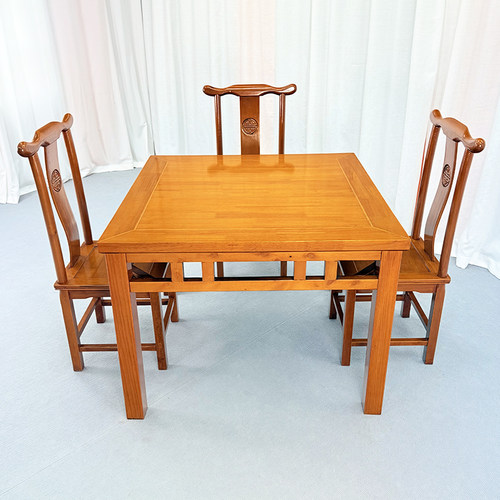 中式实木八仙桌老式仿古餐桌农村家用中堂正方形桌子饭店桌椅商用 - 图0