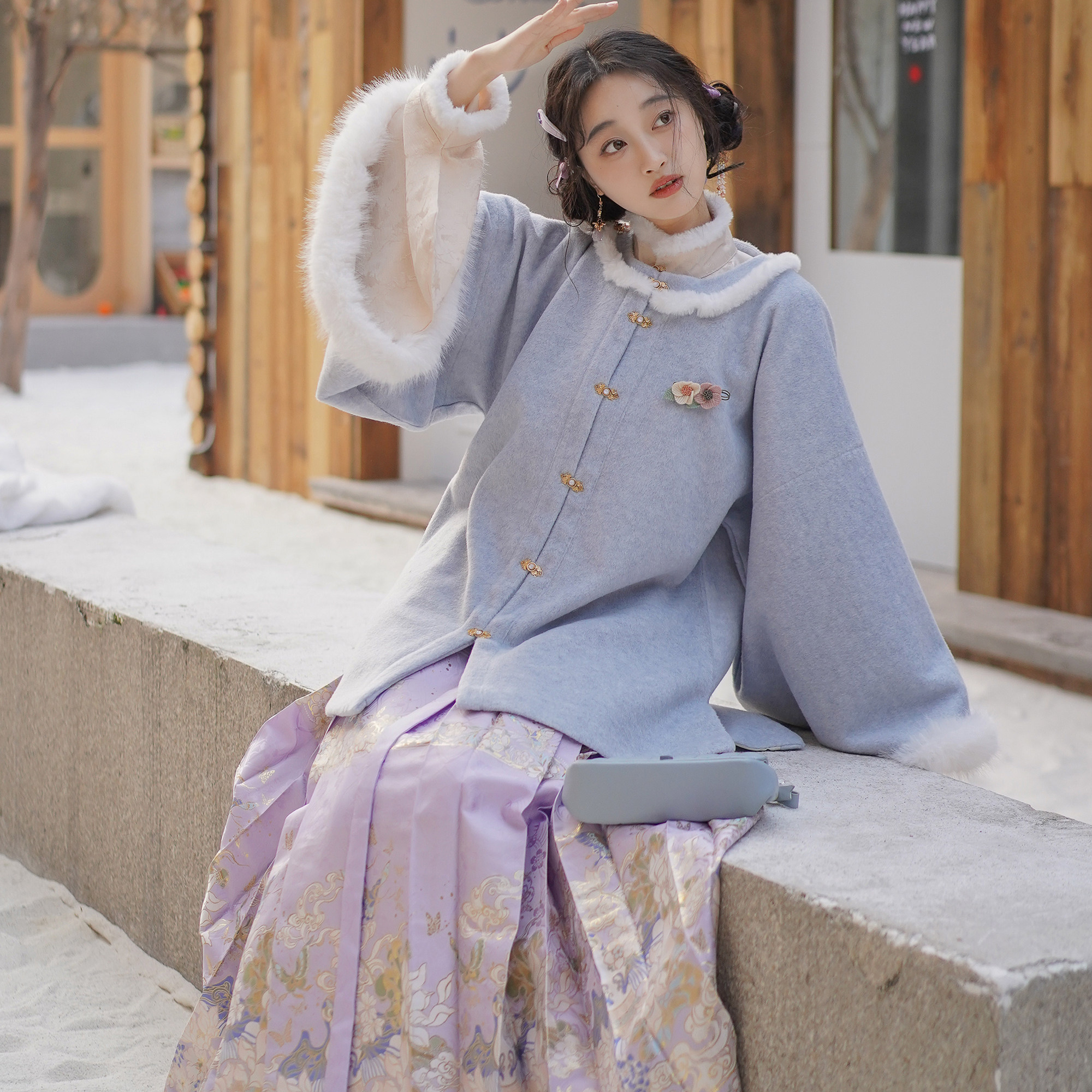 素羽华裳 春雪 明制汉服女仿妆花马面裙毛呢昭君袄新中式秋冬套装,淘宝优惠券,粉丝福利购,淘宝优惠卷