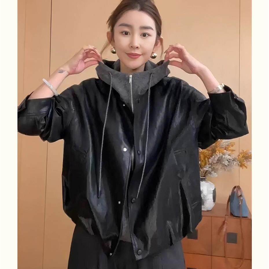 连帽卫衣假两件夹棉皮衣外套女欧洲站2025秋冬宽松休闲加厚皮夹克,淘宝优惠券,粉丝福利购,淘宝优惠卷