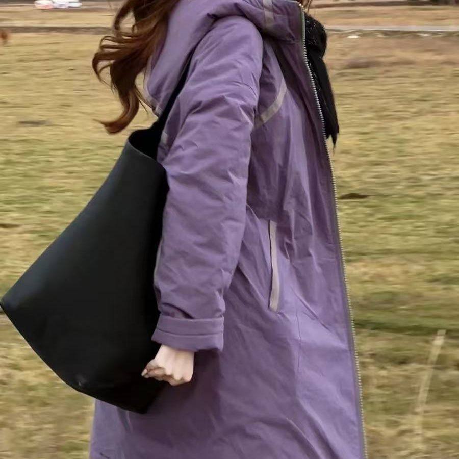 多巴胺紫色连帽棉服女2025秋冬新款中长款宽松加厚冲锋衣棉衣外套,淘宝优惠券,粉丝福利购,淘宝优惠卷