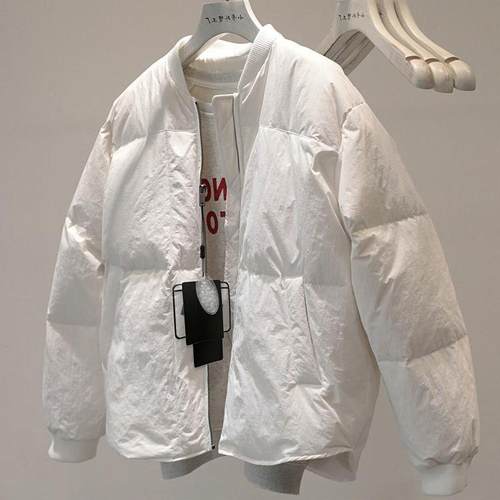 2025年秋冬新款保暖羽绒棉服女宽松纯色棒球服领慵懒风面包服外套 - 图3