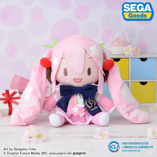 正版世嘉SEGA初音未来fufu蝴蝶结公式服猫咪制服毛绒玩偶抱枕礼物 - 图1
