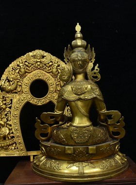 藏传黄铜鎏金仿古金刚萨埵观音度母佛像居家堂供奉用品摆件52cm