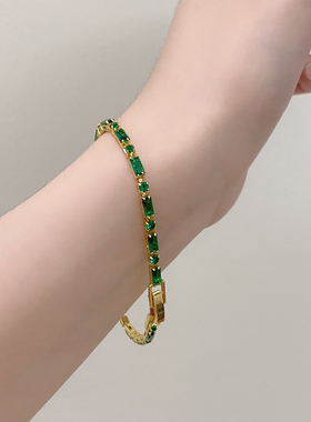 YGL法式复古绿色锆石手项链小众个性时尚高级感颈链气质新款饰品