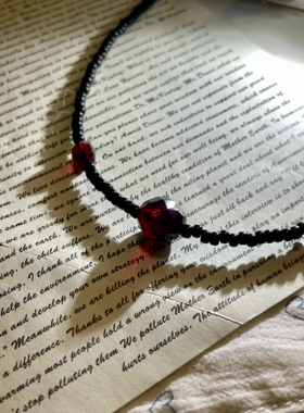 上新 酒心黑巧 锁骨链项链原创设计捷克琉璃项链一只童手作