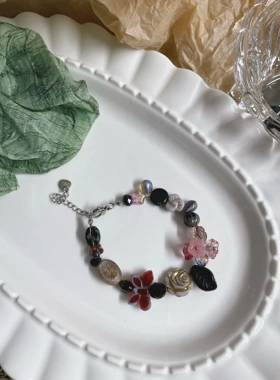 原创小众饰品 （孤品）一只童手作 串珠捷克琉璃手链