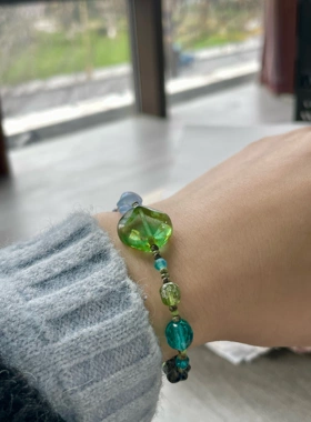 琉璃苔古 春意原创手链小众设计捷克琉璃手链一只童手作