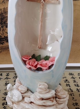 十字架摆件礼品陶瓷天主堂圣物教堂装饰品善牧羊人高级感巴西雕像