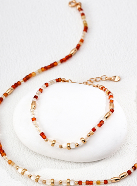 S925银镀18K金贝壳红玛瑙精品时尚手链