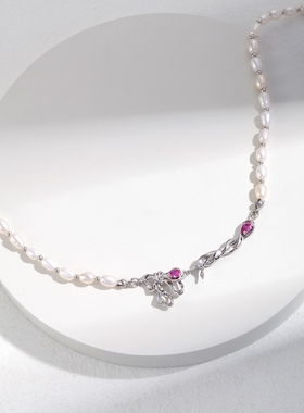 S925银镀18K金时尚珍珠项链精品轻奢小众女款颈链