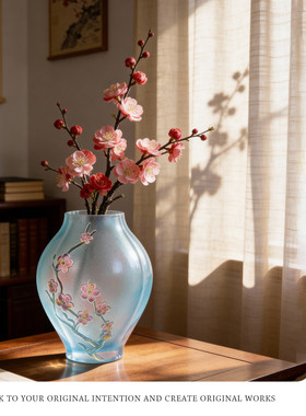 心缘堂琉璃十二花神琉璃花器二月梅花花器插花家居茶室摆件