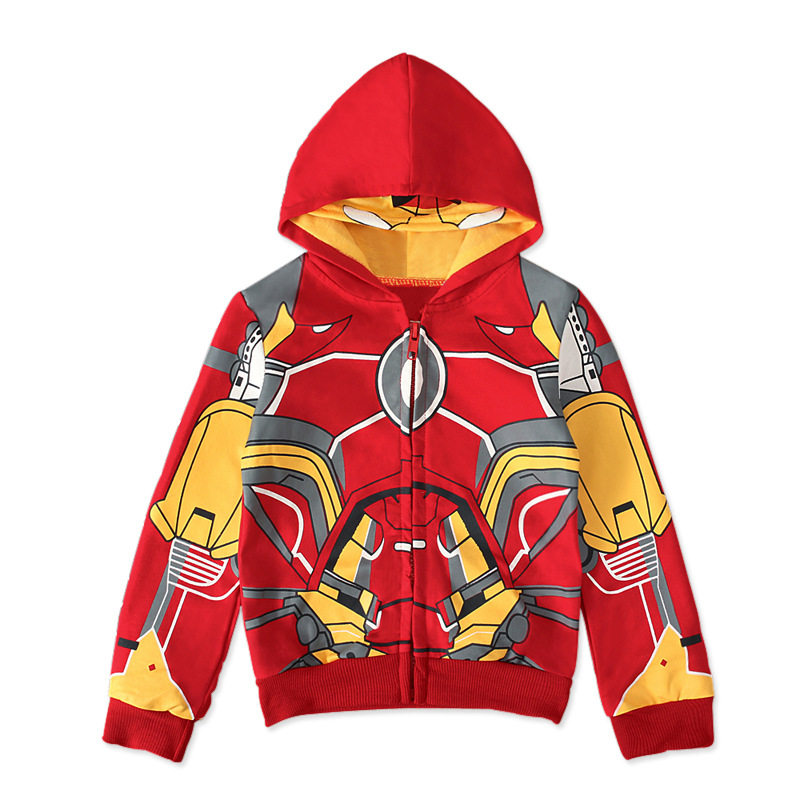 2022复仇者男童外套美国队长拉链开衫连帽衣服钢铁侠绿巨人秋冬装 - 图1