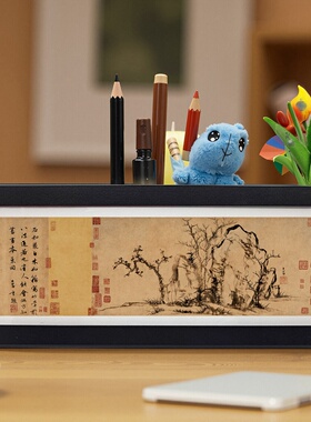 木质相框摆台古风国画桌面装饰画