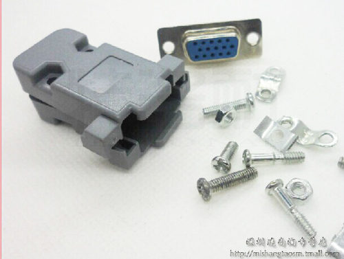 DB15 VGA 公头/母头+配套外壳 公母座 三排座15针/芯 VGA视频接头 - 图0