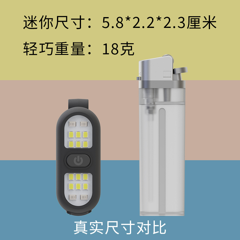 夹子灯强光手电筒便携随身灯骑行夜跑灯户外露营警示爆闪安全求救 - 图2