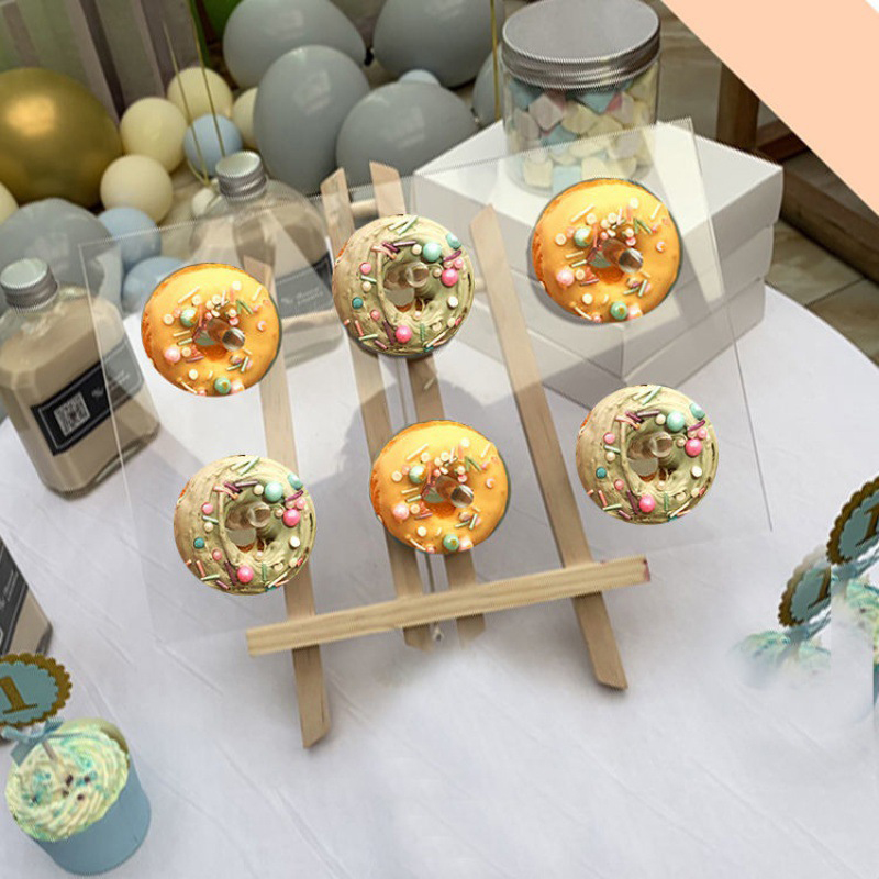 婚庆派对甜甜圈展示架森系甜品台冷餐甜点马卡龙木架亚克力装饰架-图0