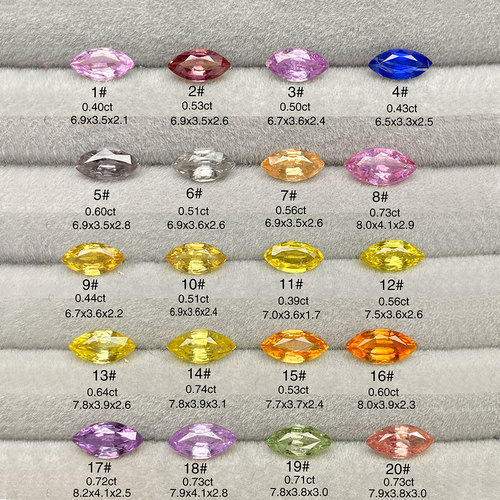 CB2天然彩色蓝宝石马眼形裸石18k金镶嵌时尚戒指吊坠耳钉手链新品 - 图0