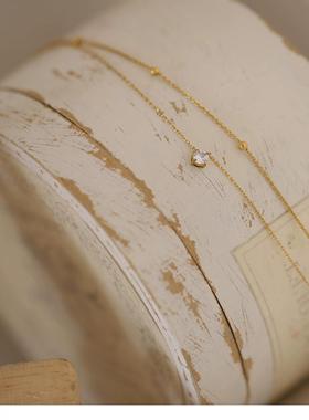 不褪色钛钢项链双层镶钻珠珠锁骨链叠戴百搭颈链轻奢气质choker