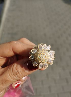 气质闪锆石百搭欧美女大花朵水晶