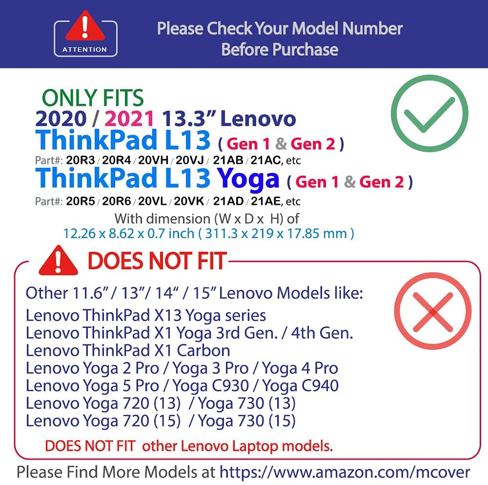 iPearl联想13.3''Lenovo ThinkPad L13 Yoga Gen1/Gen2电脑保护壳 - 图1