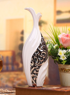 北欧风陶瓷插花器镀银镂空装饰品