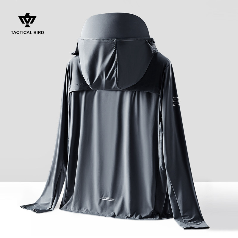 战术鸟夏季男士冰丝防晒衣带面罩户外防紫外线透气外套防晒服大码,淘宝优惠券,粉丝福利购,淘宝优惠卷
