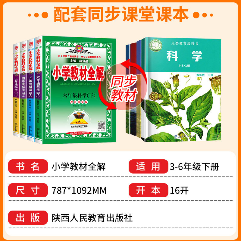 浙江适用2026小学教材全解科学三年级四年级五年级六年级上册下册科学教科版小学课本教材同步预习黄冈学霸笔记随堂练习课堂笔记