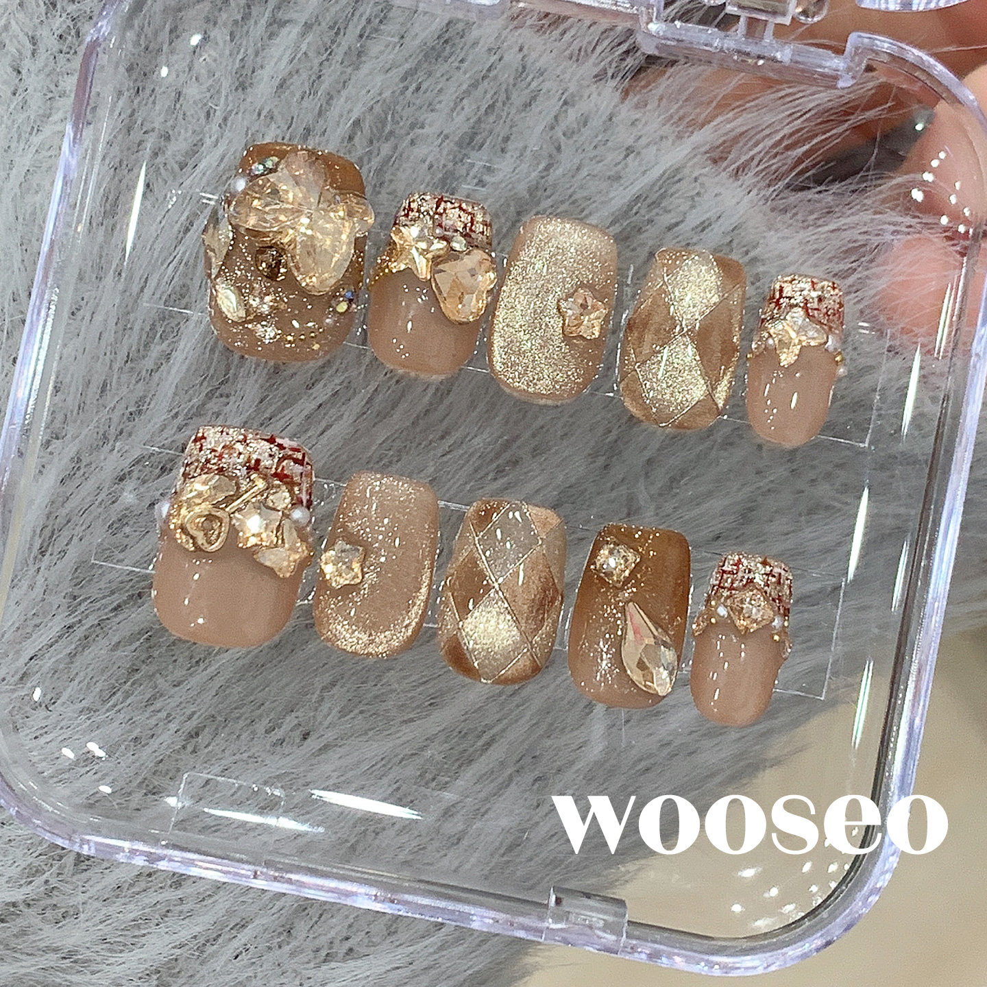 美拉德穿戴甲短款高级感精致纯手工指甲贴片2026新款爆款穿戴美甲,淘宝优惠券,粉丝福利购,淘宝优惠卷