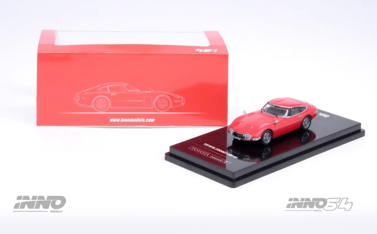 INNO 1:64丰田TOYOTA 2000GT MF10红黑仿真收藏礼品静态汽车模型-图1