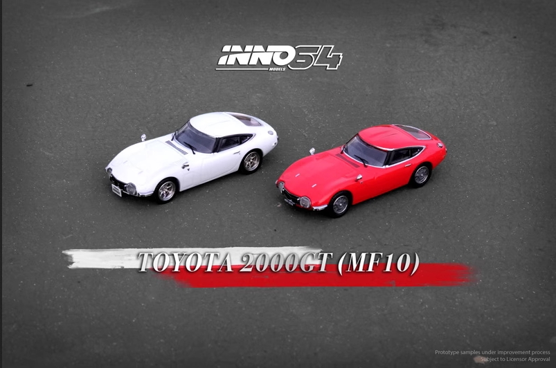 INNO 1:64丰田TOYOTA 2000GT MF10红黑仿真收藏礼品静态汽车模型-图3