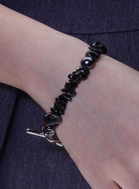 GetEmON原创高级感轻奢小众情侣叠戴黑曜石珍珠嘻哈好运手链